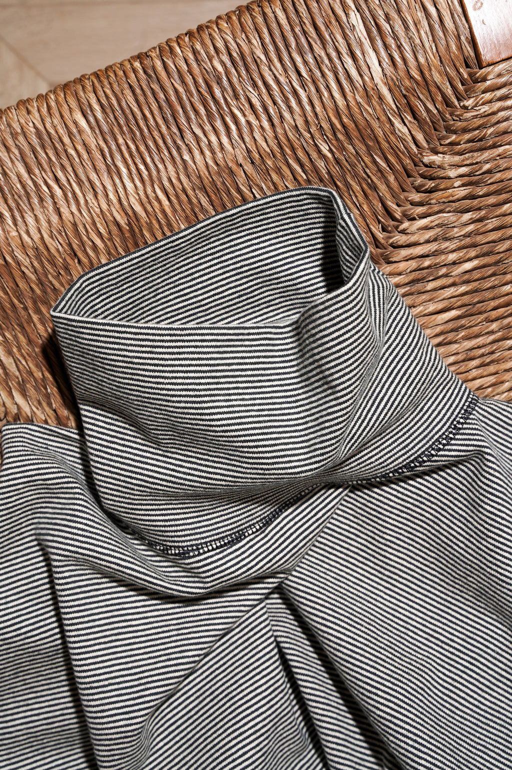OLDE HOMESTEADER YOUTH "MOIRE STRIPE JERSEY TURTLE NECK L/S"[BLACK×ECRU]