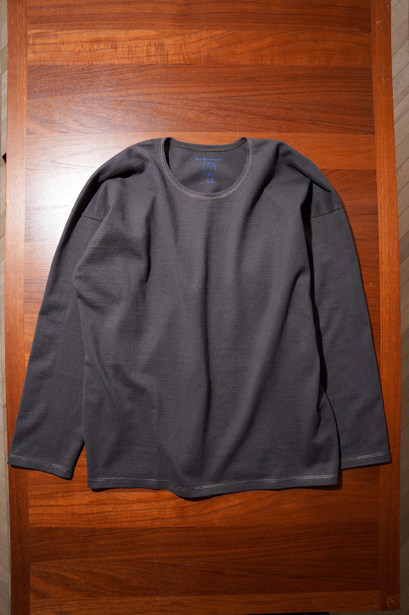 OLDE HOMESTEADER YOUTH "MOIRE STRIPE JERSEY CREW NECK L/S" [D.NAVY×D.BROWN]