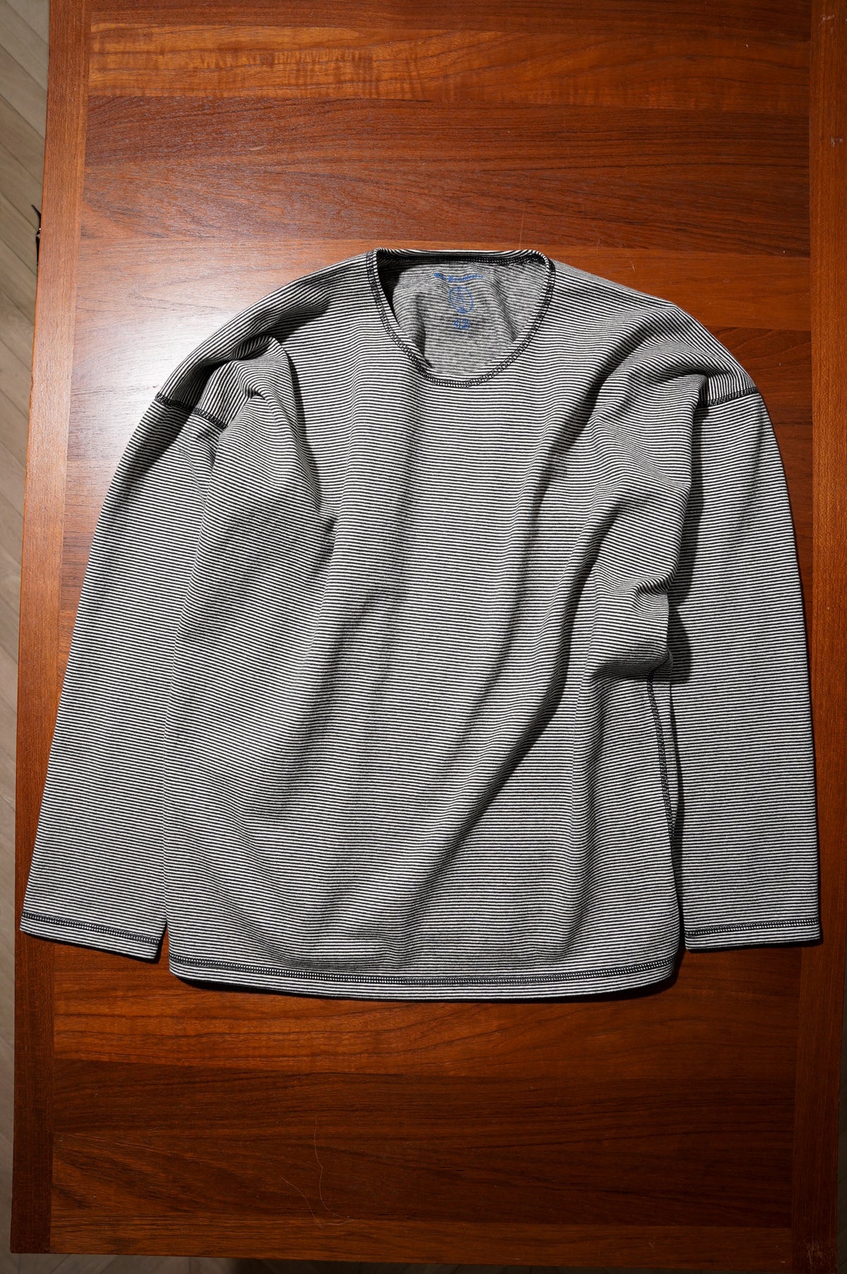 OLDE HOMESTEADER YOUTH "MOIRE STRIPE JERSEY CREW NECK L/S" [BLACK×ECRU]
