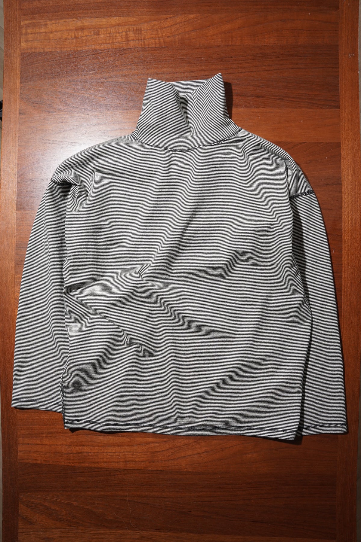 OLDE HOMESTEADER YOUTH "MOIRE STRIPE JERSEY TURTLE NECK L/S"[BLACK×ECRU]