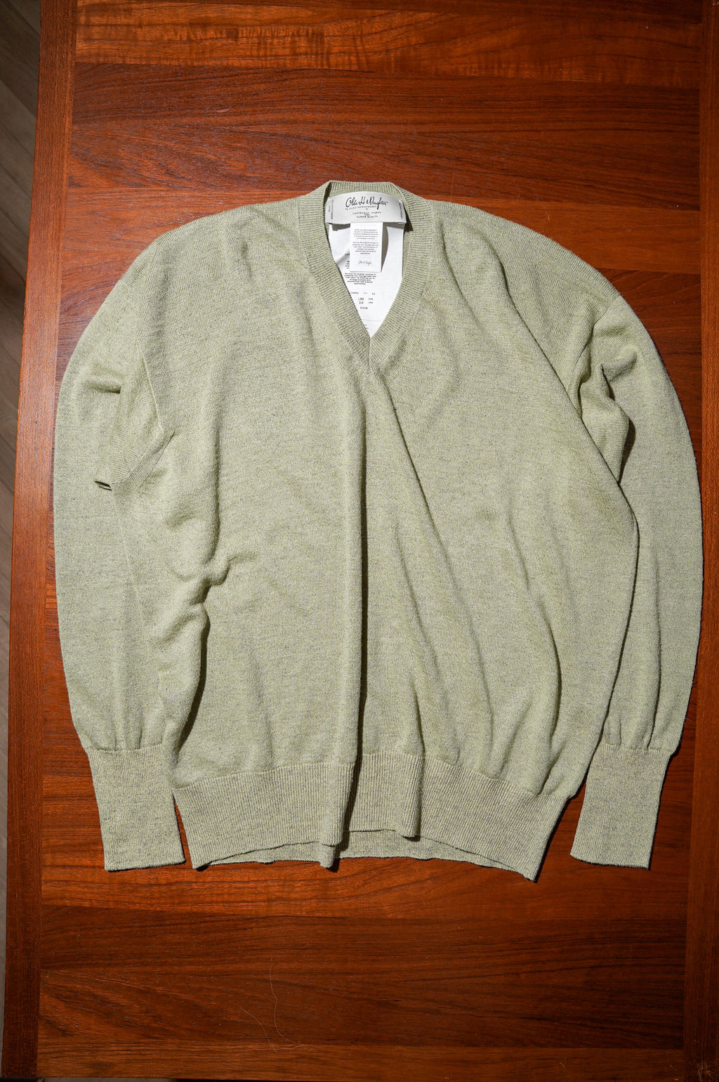 Olde H & Daughter "LINEN SILK PLAINE STITCH V NECK" [MEADOW]