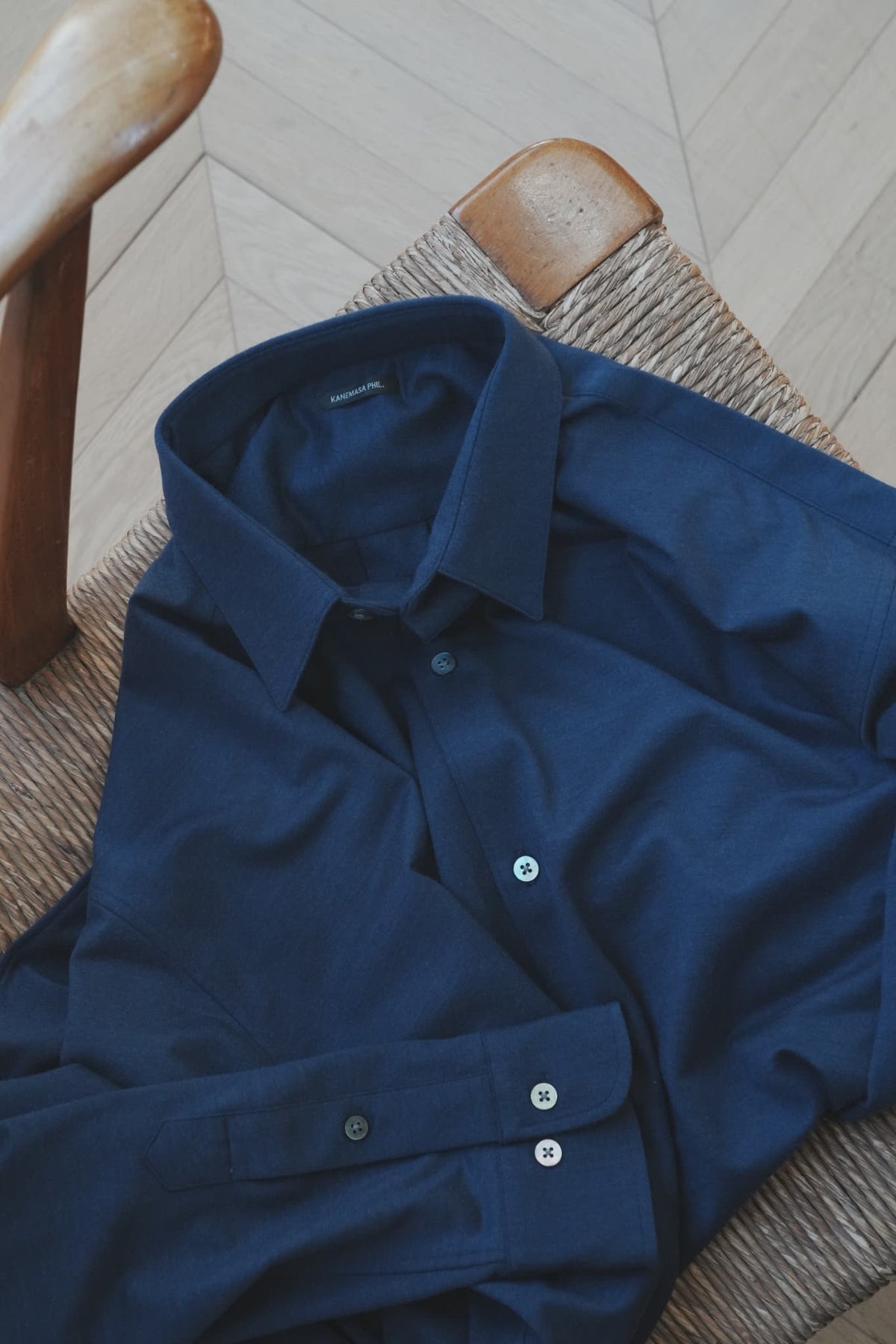 KANEMASA PHIL. "36G Cashmere Wool Ideal Shirt" [NAVY]