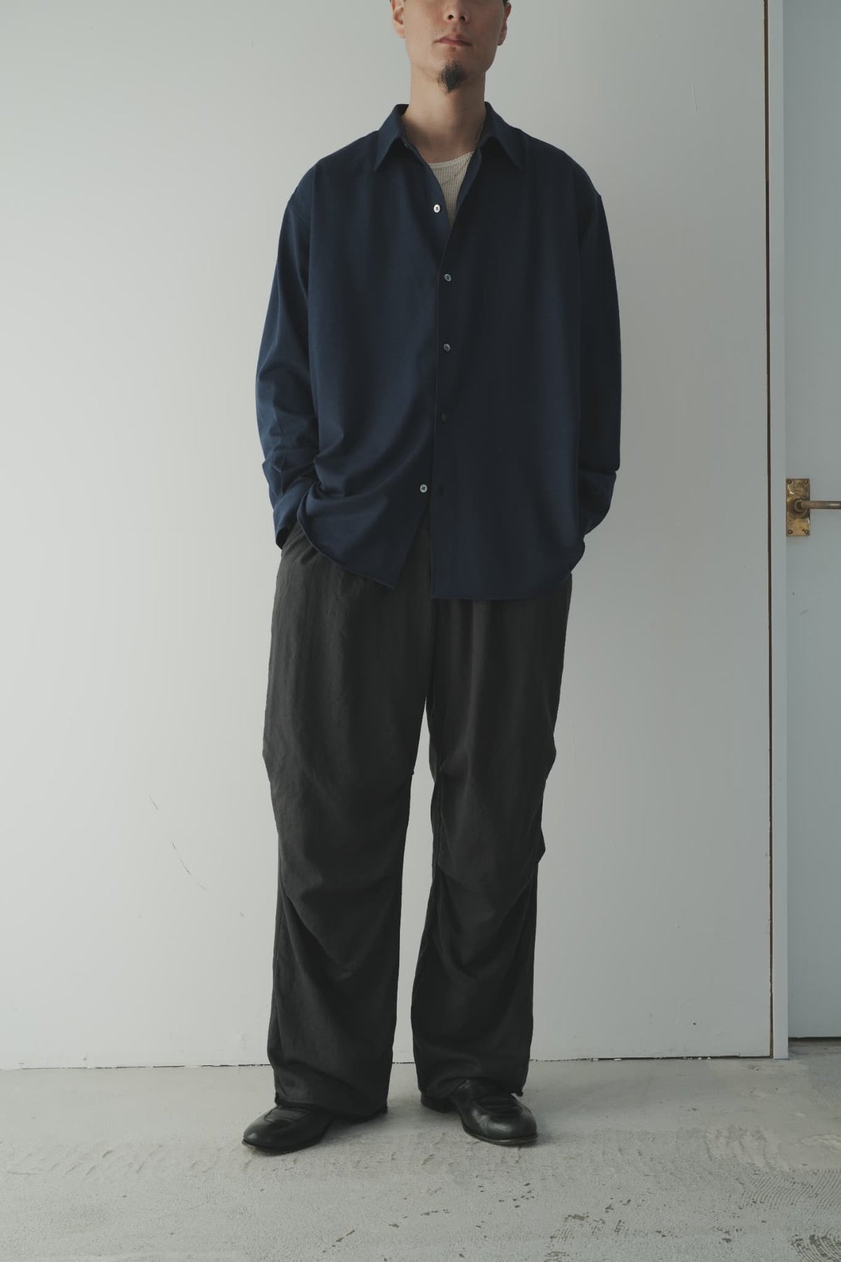 KANEMASA PHIL. "36G Cashmere Wool Ideal Shirt" [NAVY]