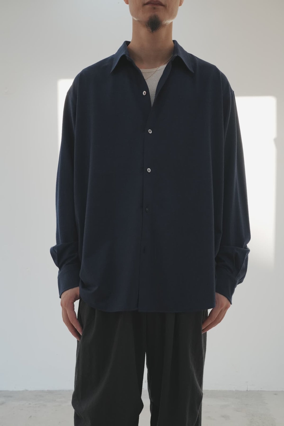 KANEMASA PHIL. "36G Cashmere Wool Ideal Shirt" [NAVY]