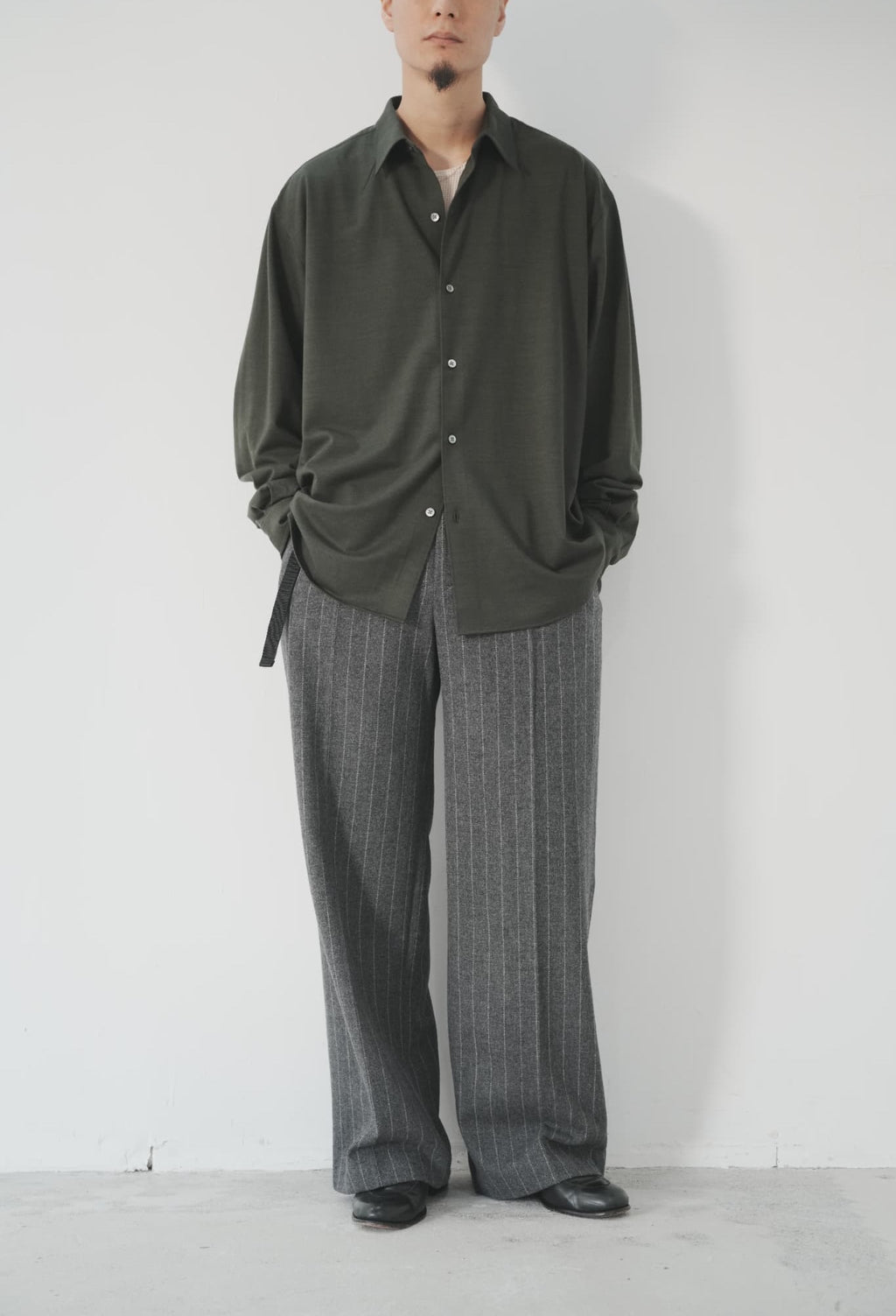 KANEMASA PHIL. "36G Cashmere Wool Ideal Shirt" [OLIVE]