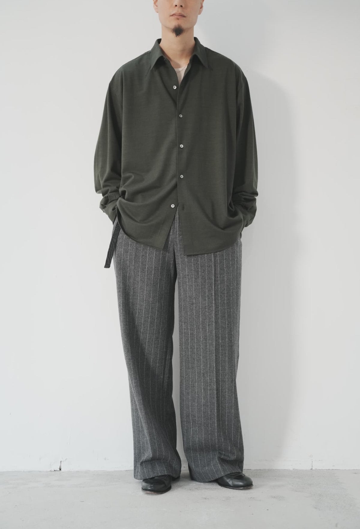 KANEMASA PHIL. "36G Cashmere Wool Ideal Shirt" [OLIVE]