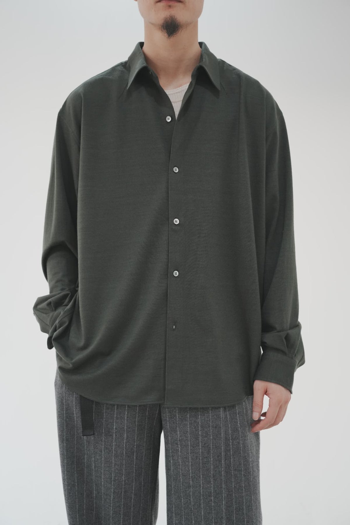 KANEMASA PHIL. "36G Cashmere Wool Ideal Shirt" [OLIVE]
