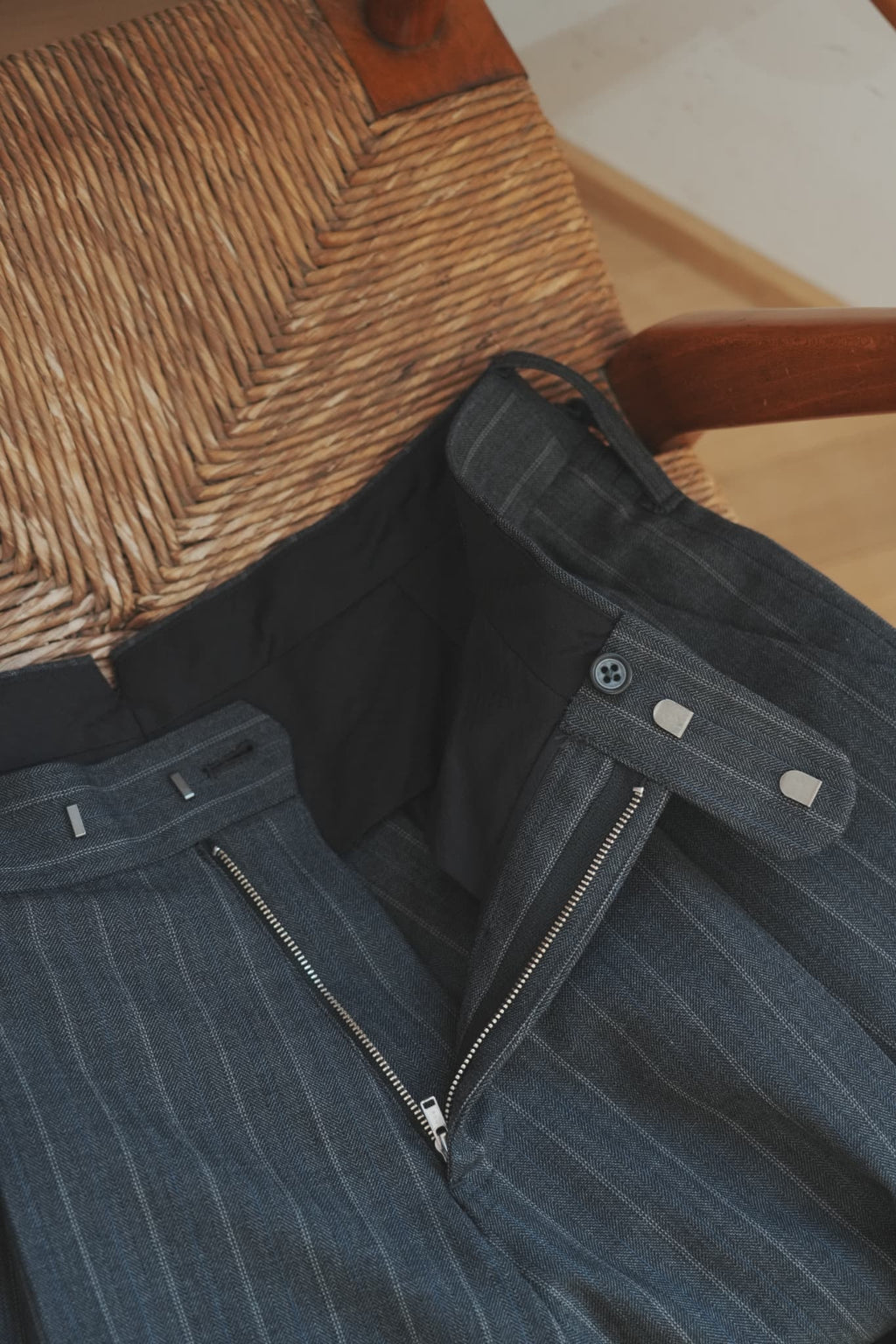 MAATEE&SONS "Military Slacks" SHARKSKIN [Gray Stripe]