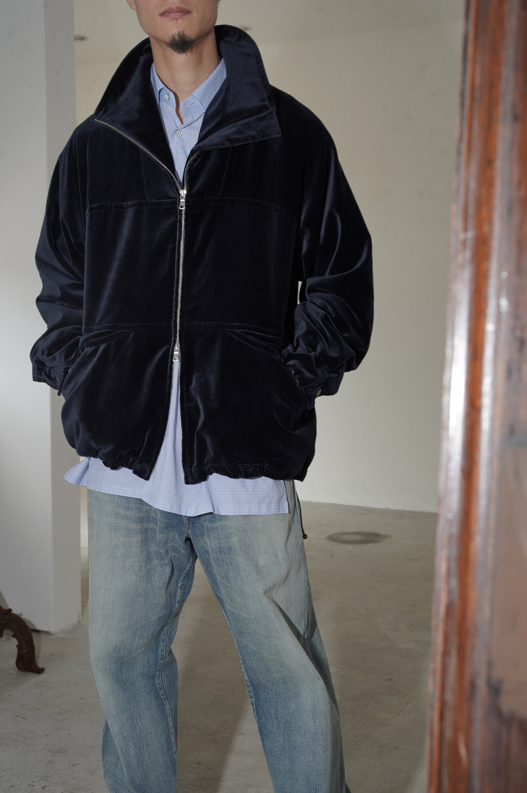 MAATEE&SONS "VELVET STAND JACKET" [NAVY]