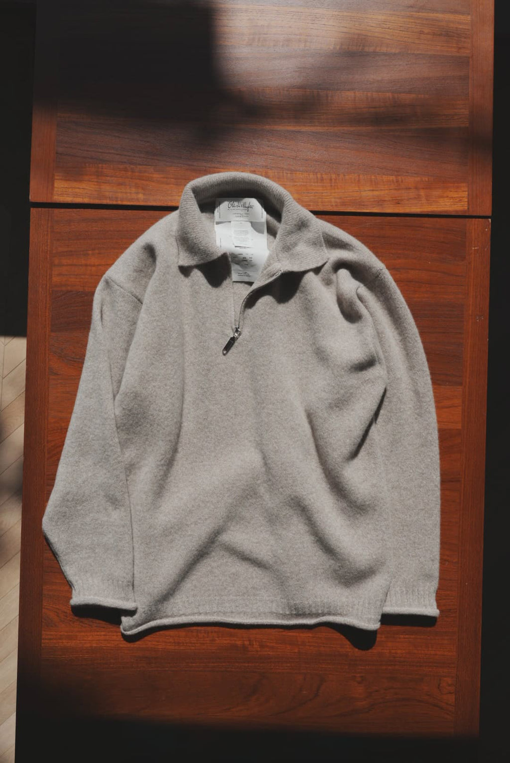 OLDE H & DAUGHTER "WOOL CASHMERE HALF ZIP P/O" [STONE]
