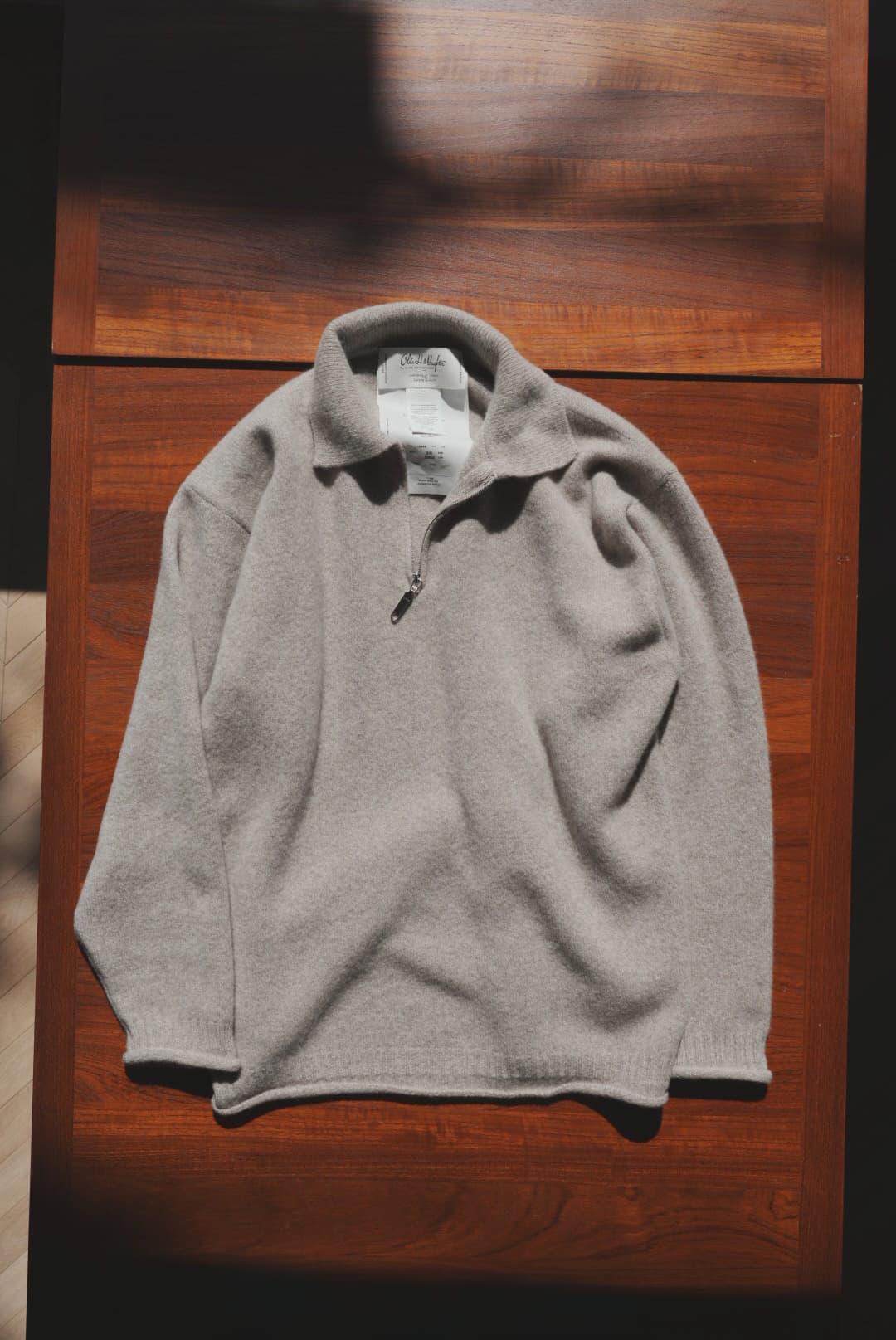 OLDE H & DAUGHTER "WOOL CASHMERE HALF ZIP P/O" [STONE]