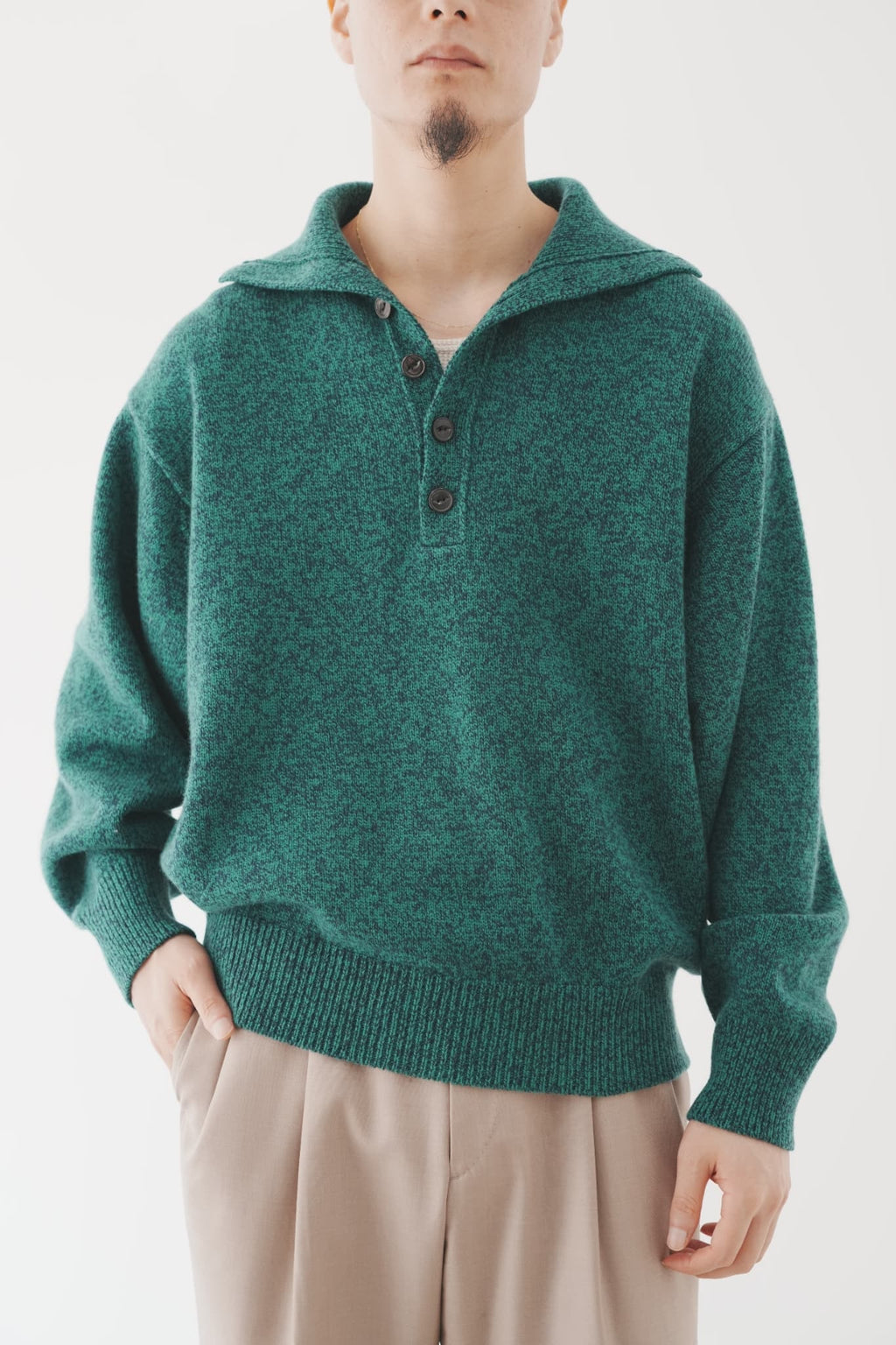 OLDE H & DAUGHTER "WOOL MOULINE TURTLE POLO P/O" [CONIFER]