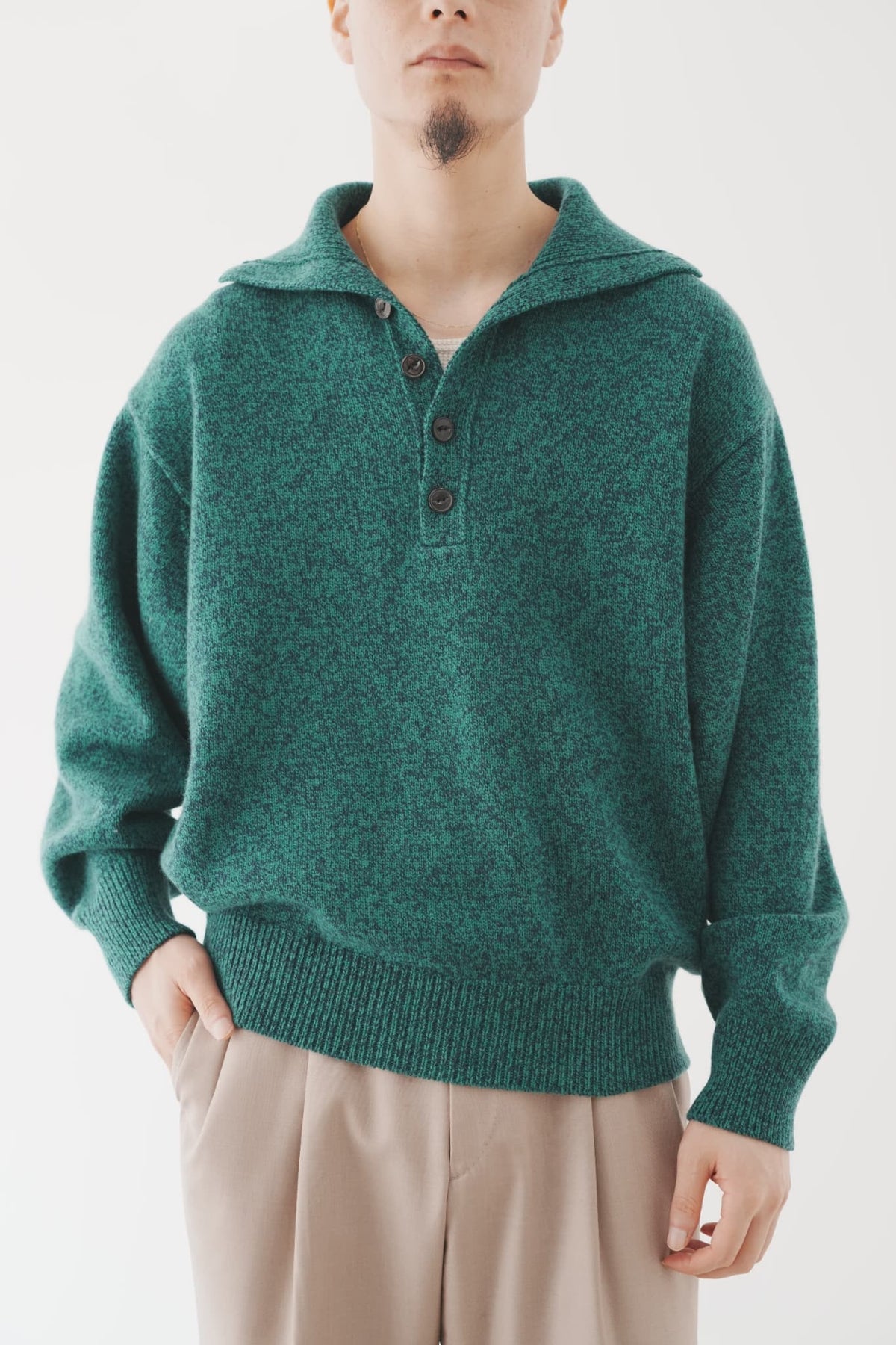 OLDE H & DAUGHTER "WOOL MOULINE TURTLE POLO P/O" [CONIFER]