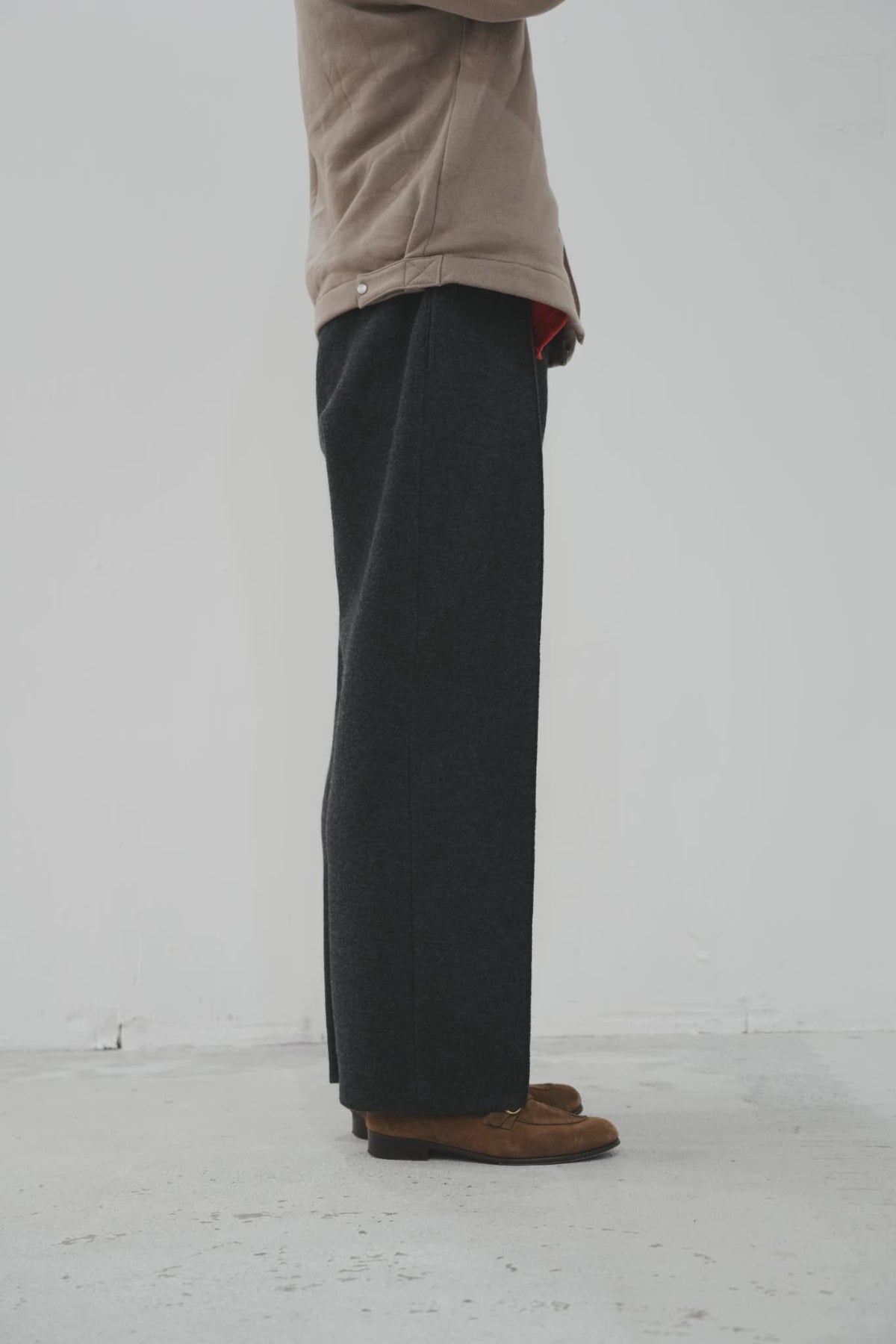 OLDE H & DAUGHTER "BOILED WOOL SLACKS" [CHARCOAL]