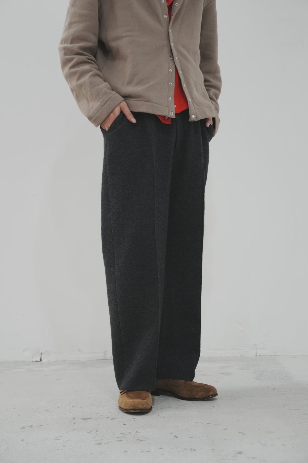 OLDE H & DAUGHTER "BOILED WOOL SLACKS" [CHARCOAL]