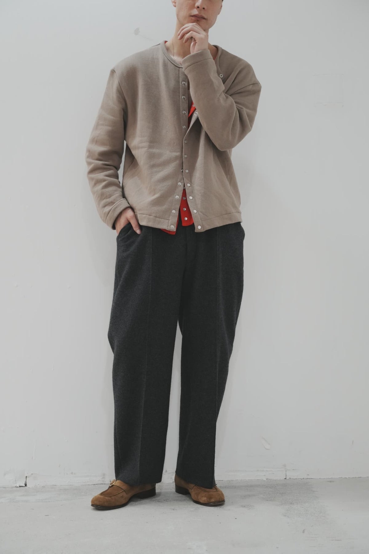 OLDE H & DAUGHTER "BOILED WOOL SLACKS" [CHARCOAL]