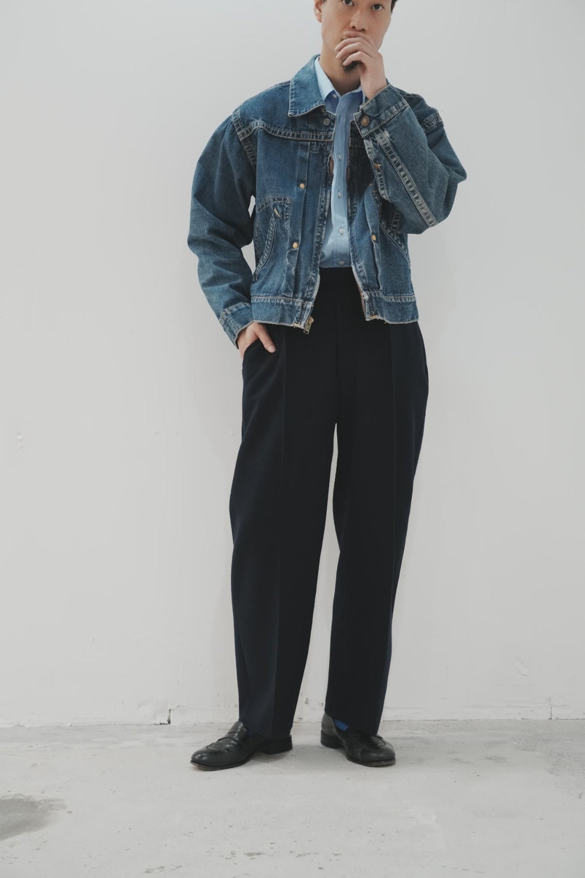 OLDE H & DAUGHTER "BOILED WOOL SLACKS" [MID NIGHT]