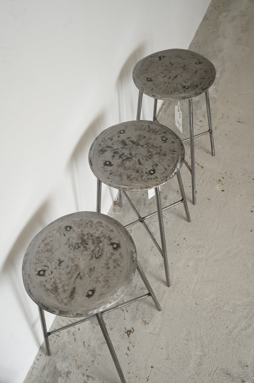 Gurank "Iron Stool with Cow Leather Stool Cover"