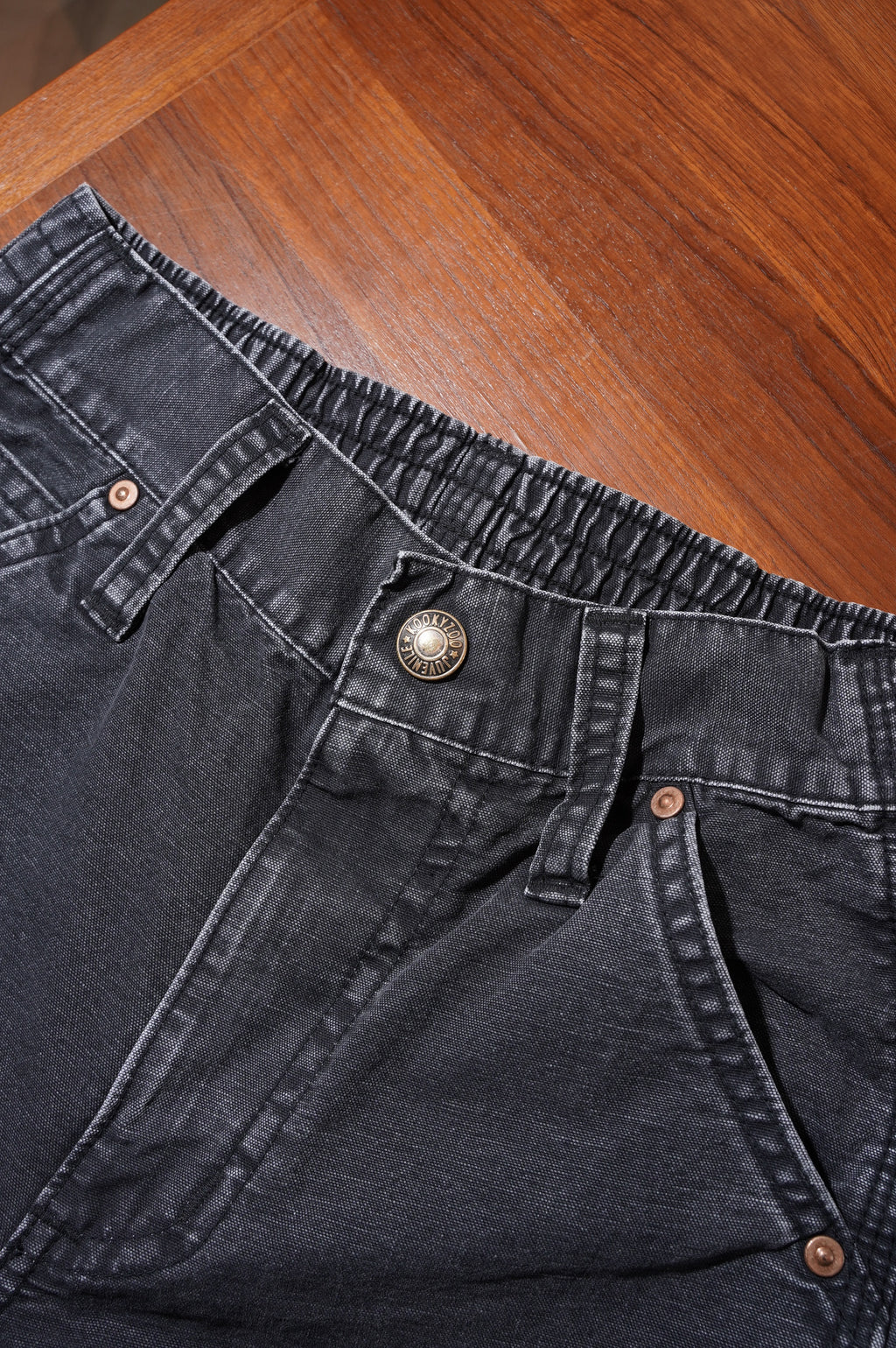 KOOKY ZOO "D.KNEE WORK PANTS" [FADE BLACK]