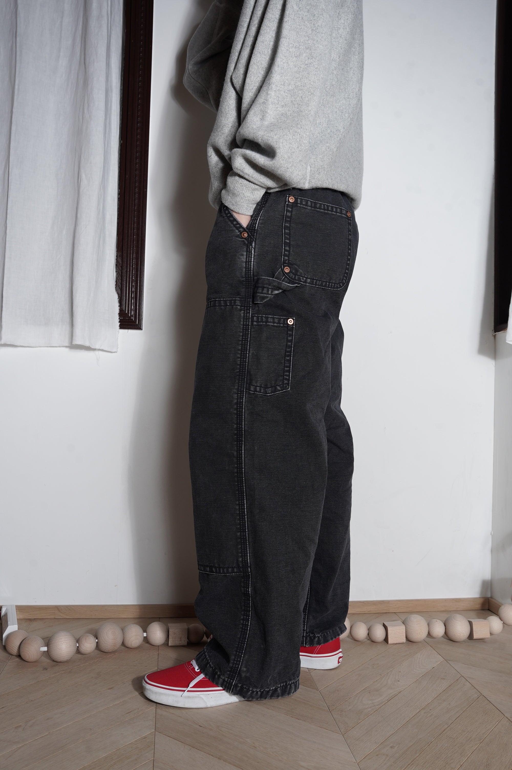 KOOKY ZOO "D.KNEE WORK PANTS" [FADE BLACK]