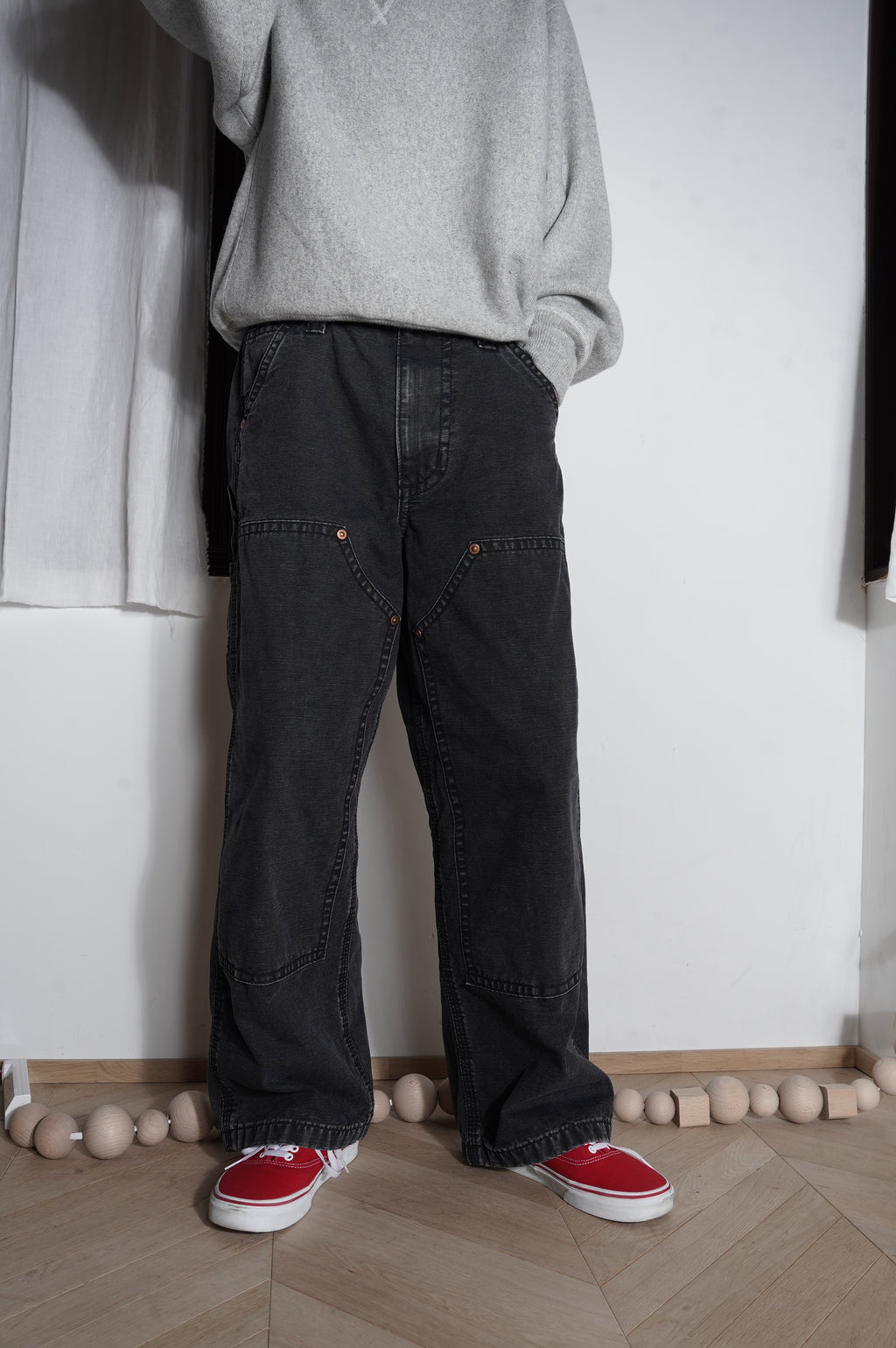 KOOKY ZOO "D.KNEE WORK PANTS" [FADE BLACK]