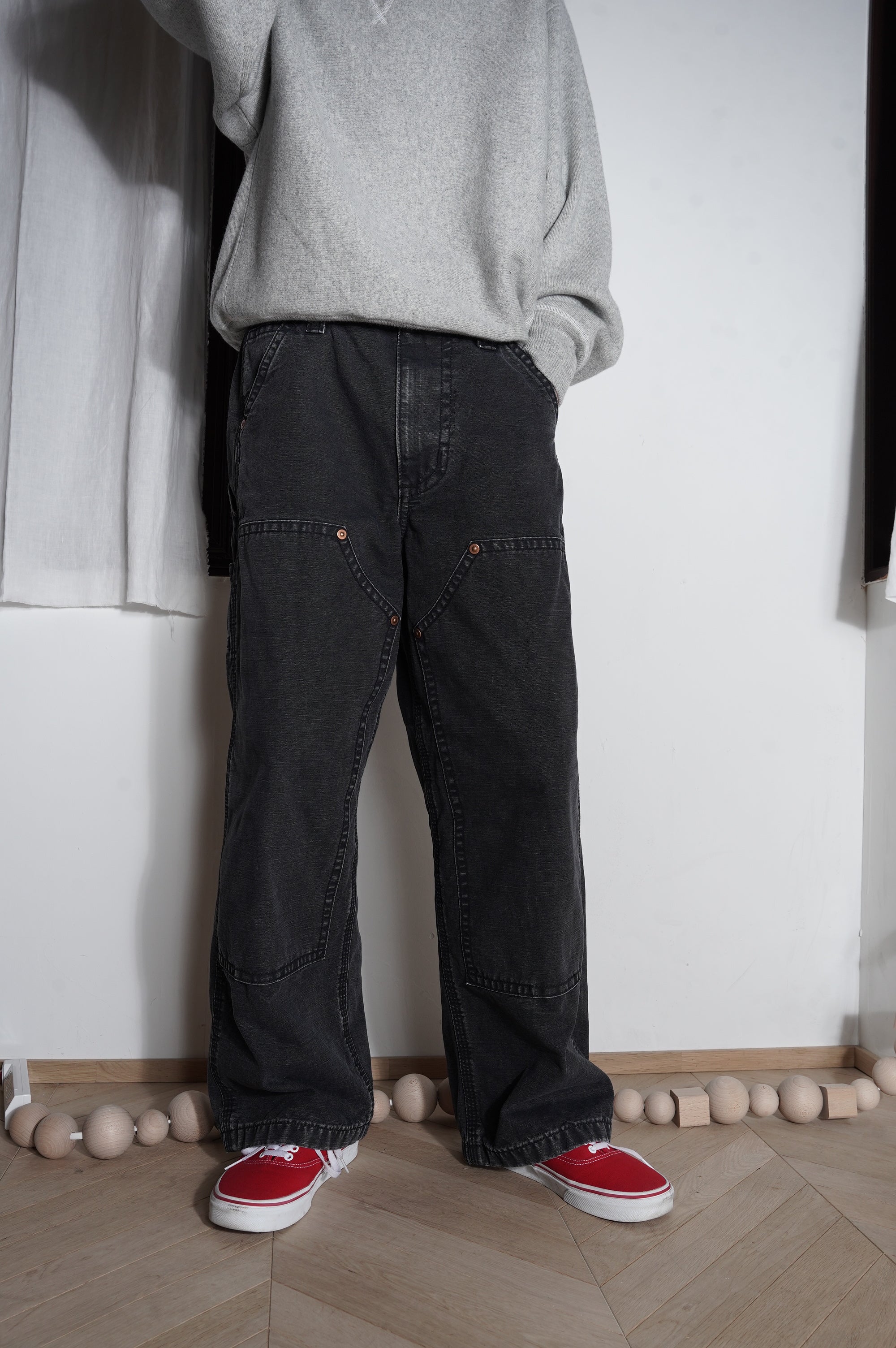 KOOKY ZOO "D.KNEE WORK PANTS" [FADE BLACK]