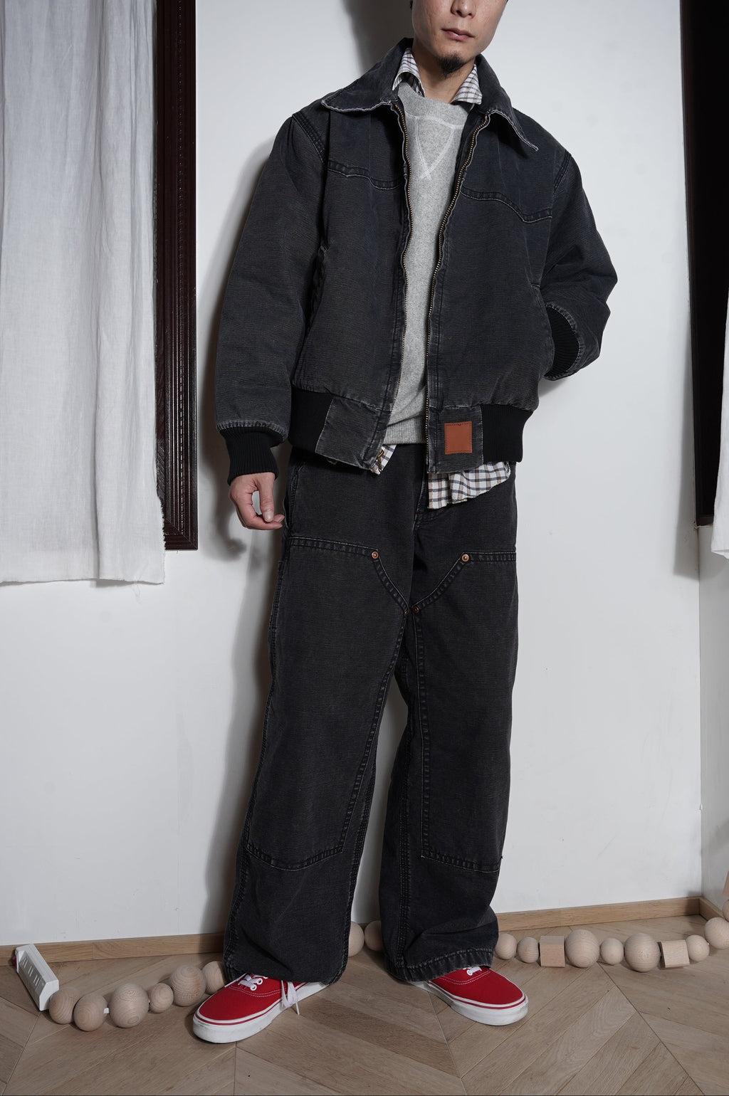 KOOKY ZOO "D.KNEE WORK PANTS" [FADE BLACK]