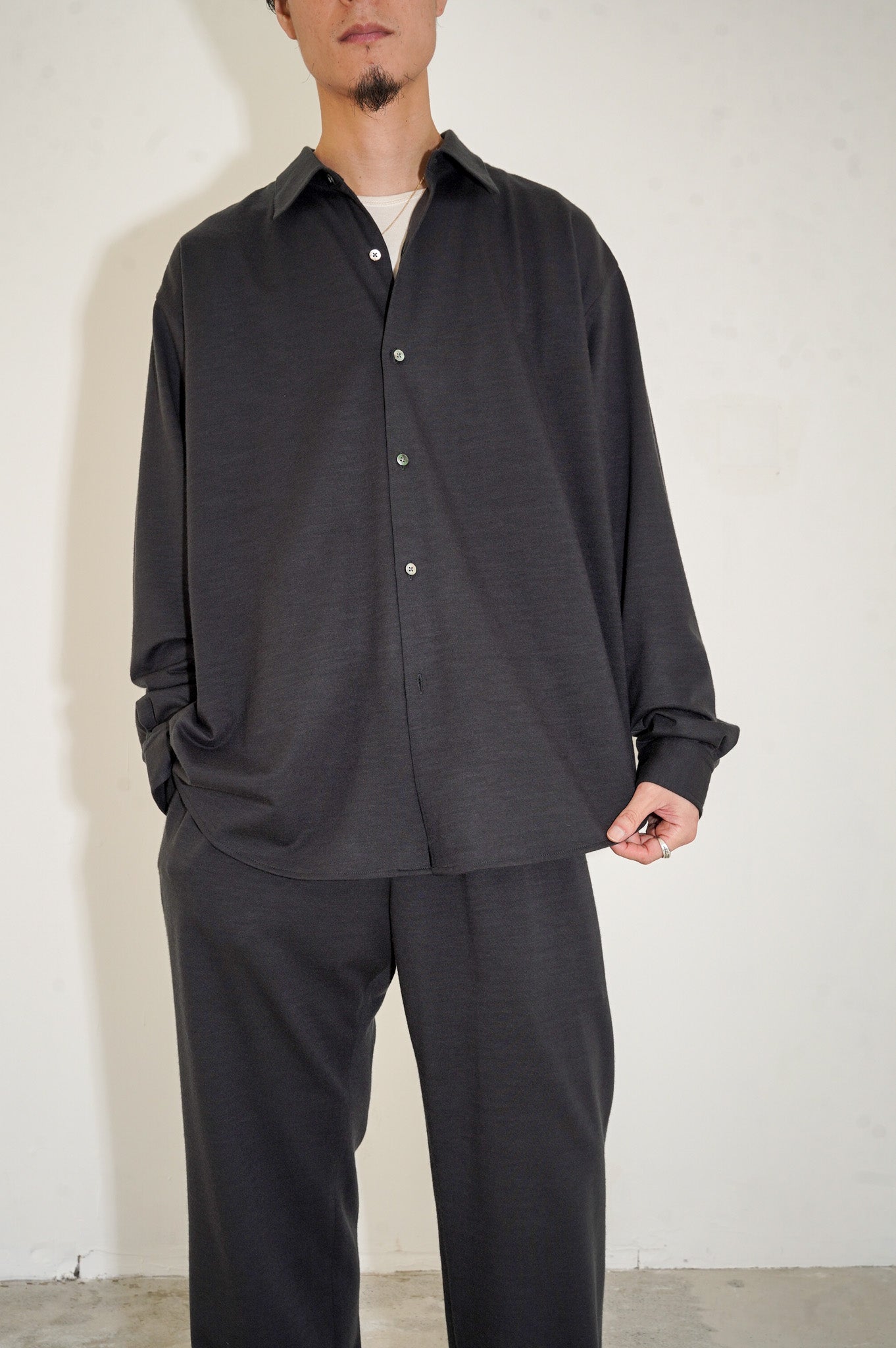 KANEMASA PHIL. "36G cashmere ideal shirt" [Goose Grey]