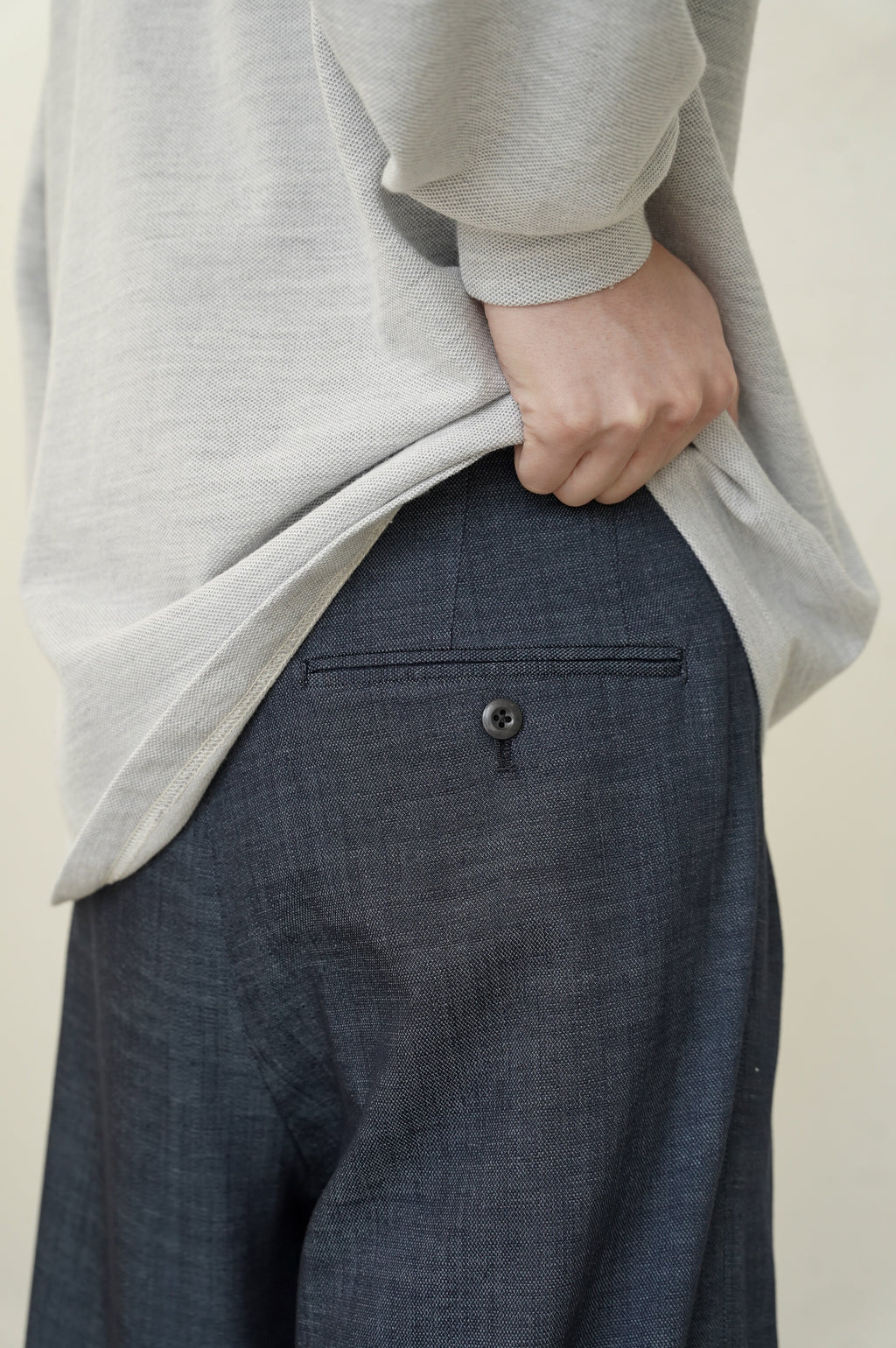 m's braque "CROPPED TUCKED BAGGY PANTS" [NAVY]