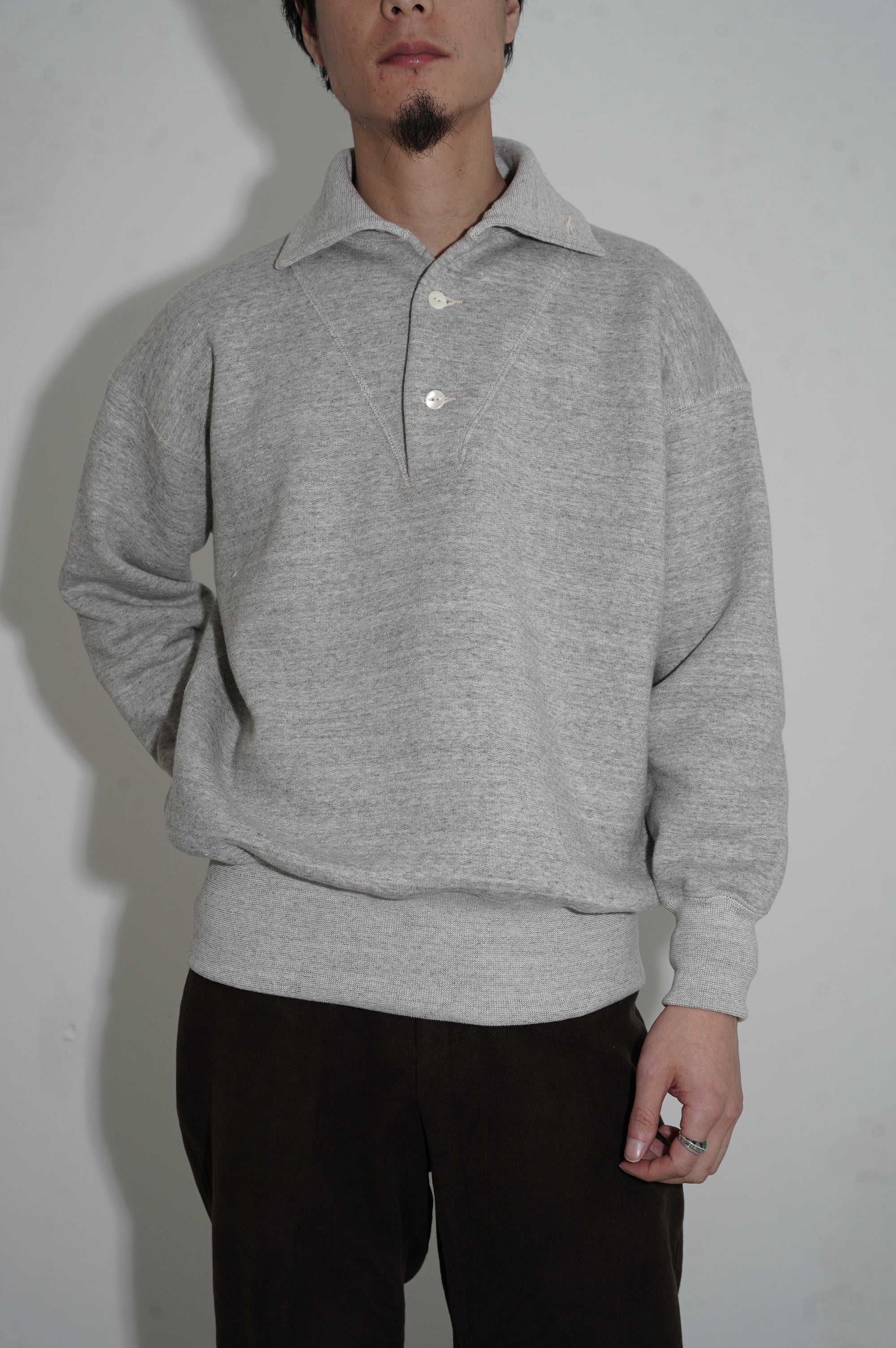Olde Homesteader "Stand Collar Long Sleeve" [Top Gray]
