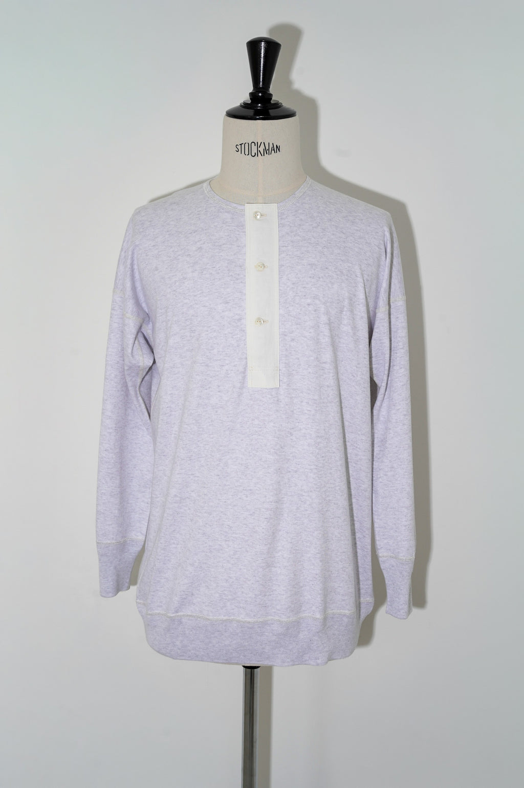 Olde Homesteader "INTERLOCK HENLEY NECK LONG SLEEVE" [WHITE HEATHER]