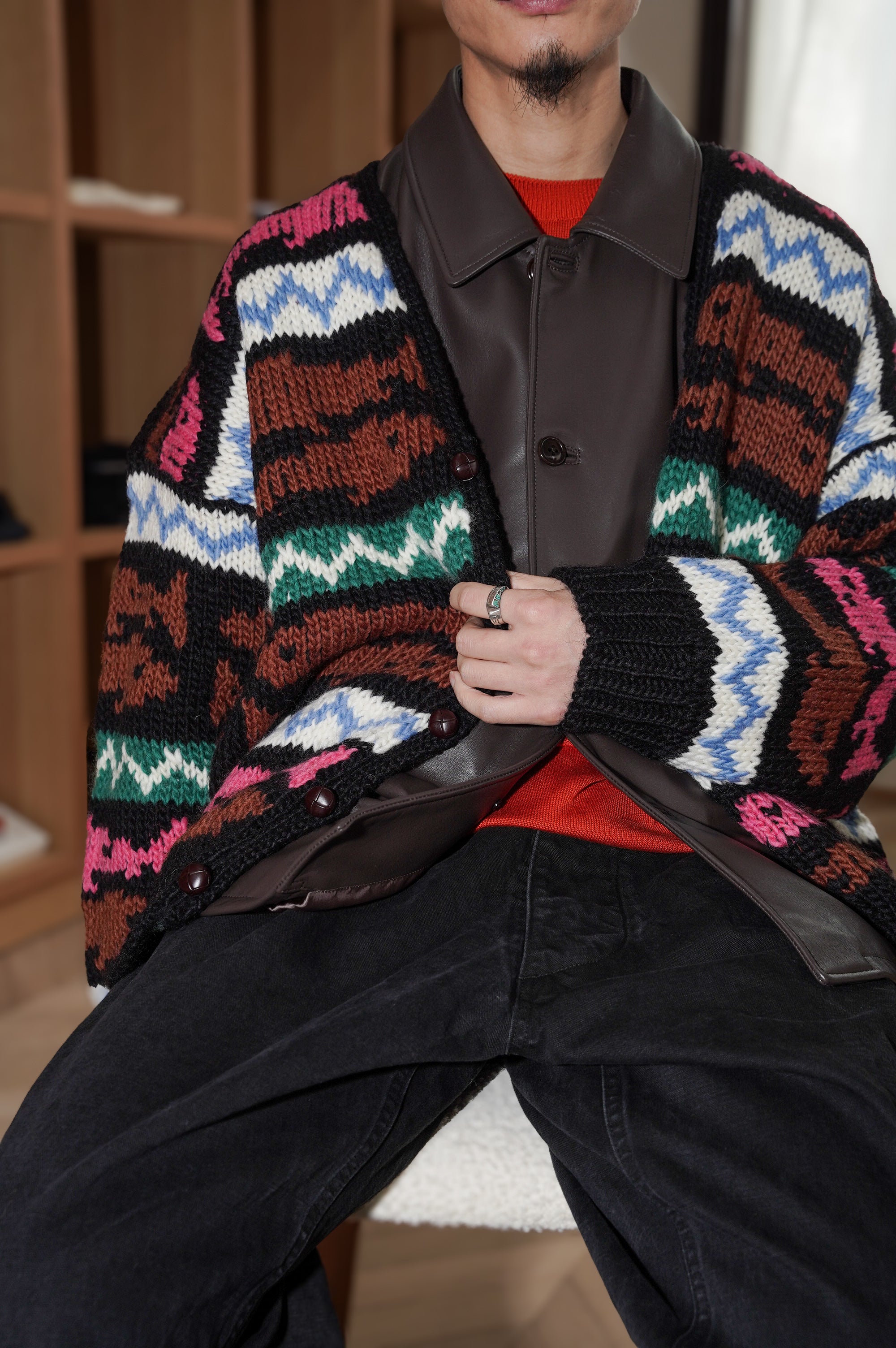 Gurank "Hand Knitting Cardigan" [BLACK]